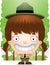 Smiling Cartoon Girl Park Ranger