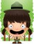 Smiling Cartoon Girl Park Ranger