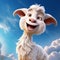 Smiling Cartoon Goat In Realistic Style - Hyper-detailed Renderings