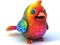Smiling cartoon rainbow funny bird. Isolated on a white background. Ideal for childrens content, games, books, apps