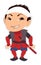 Smiling cartoon samurai with a sword