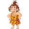 Smiling cave woman cartoon on white background