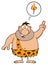 Smiling Caveman Cartoon Character With A Big Idea And Speech Bubble