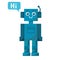 Smiling chat bot character robot helping solve a problems. For website or mobile application. Flat cartoon illustration