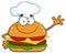 Smiling Chef Burger Cartoon Mascot Character Waving For Greeting