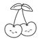 Smiling cherries icon black and white