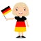 Smiling child, girl, holding a Germany flag isolated on white ba
