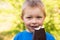 Smiling child with popsicle ice cream