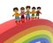 Smiling child. Rainbow color. 3D illustration