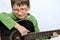 Smiling children and guitar