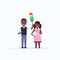 Smiling children holding dust brush and watering can african american boy girl dusting cleaning housework concept full