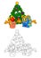 Smiling Christmas tree with smiling gifts - vector