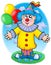 Smiling clown with balloons