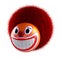 Smiling clown face emoticon sphere.