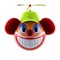Smiling clown face emoticon sphere with funny baseball cap