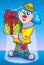 Smiling clown with gift