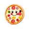 a smiling colorful pizza. Ai-generated.