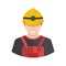 Smiling construction worker builder icon avatar flat.