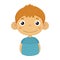 Smiling Content Cute Small Boy With Big Ears In Blue T-shirt, Emoji Portrait Of A Male Child With Emotional Facial