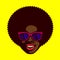 Smiling cool dude face black man with afro hair and sunglasses vector