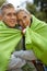 Smiling couple on cold autumn day outdoors