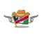 Smiling cowboy flag namibia cartoon character working