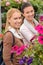 Smiling customer women in garden center