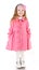 Smiling cute little girl in coat isolated