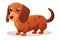 Smiling Dachshund, sausage dog illustration clipart on white background.