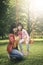 Smiling daughter and mother take selfie photo