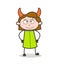 Smiling Devil Girl Face with Horns Vector