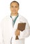 Smiling Doctor Holding Clip Board