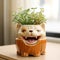 Smiling Dog Face Planter: Cute Handmade Pet Dental Chews Shaped Flowerpot