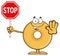 Smiling Donut Cartoon Character Holding A Stop Sign