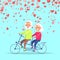 Smiling Elderly People Riding on Bicycle Vector