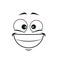 Smiling emoji with big toothy smile isolated icon