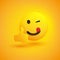 Smiling Emoji - Simple Happy Emoticon with Winking Eye Showing Thumbs Up