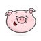 Smiling emoticon icon. Emoji pig.