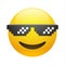 Smiling emoticon with thug life pixel glasses