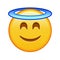 Smiling face with halo above head Large size of yellow emoji smile