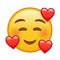 Smiling face with smiling eyes and three hearts Large size of yellow emoji smile