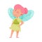 Smiling Fairy or Pixie with Wings Standing Vector Illustration