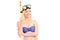 Smiling female in swimsuit posing with snorkeling mask