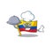 Smiling flag ecuador as a Chef with food cartoon style design