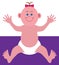 Smiling Flat Vector Cartoon Baby