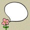 Smiling flower cute face style hand drawn illustration with speech bubble