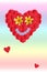 Smiling flower heart on background in rainbow colors, love card