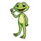 Smiling frog waving hand