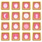 Smiling fruit icons pink