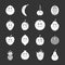 Smiling fruit icons set grey vector